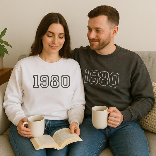 Personalised Embroidered Birth Year Hoodie, Custom Year Sweatshirt, Custom Centre Chest Text T Shirt, Custom Embroidered Birthday Gift