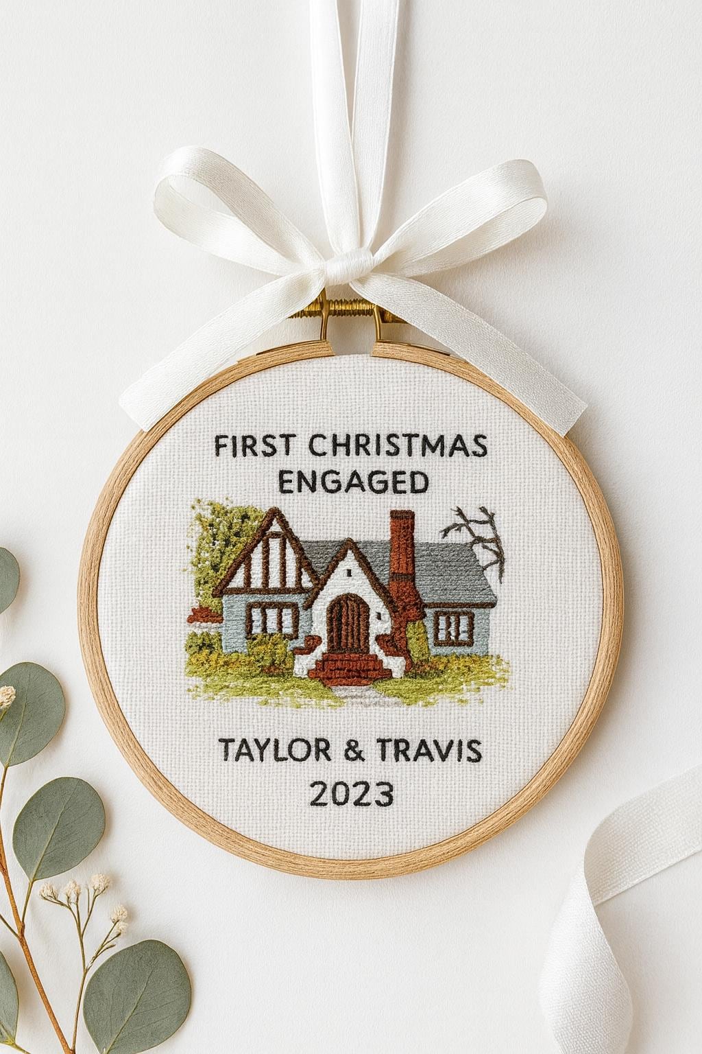 Personalized New Home Embroidered Christmas Ornament: Custom Photo 2