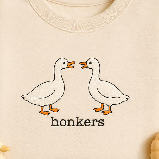 Honkers Embroidered Sweatshirt: Funny Silly Goose Crewneck