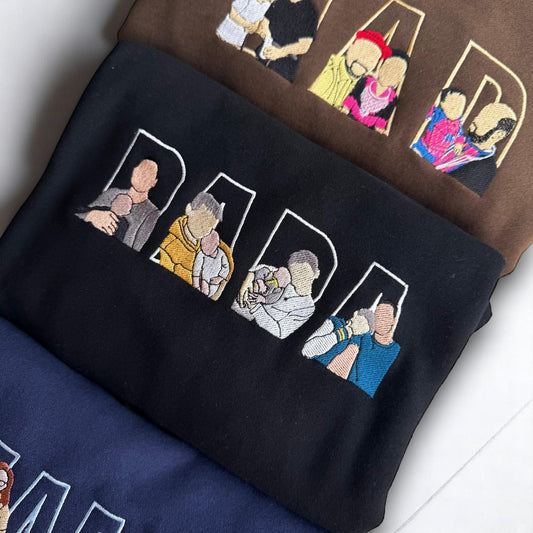 Custom PAPA Photo Embroidery Sweatshirt, Embroidered Dad Sweatshirt, Custom Father's Day Crewneck, Memorial Shirt Gifts For Dad