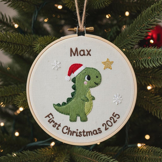 Personalized Baby's First Christmas Train Hand Embroidered Ornament, Handmade Holiday Decor, 2025 Gift for New Baby,Custom Christmas Gift 10