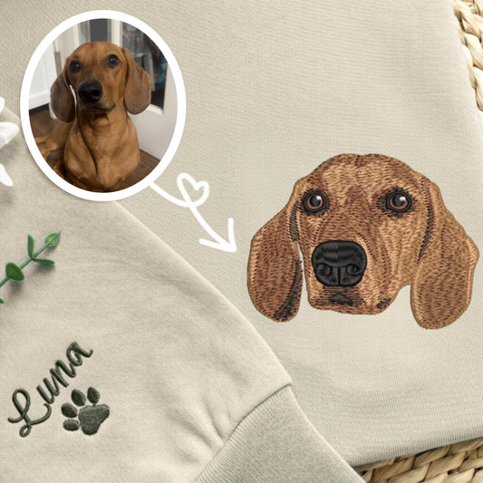 Embroidered Pet Portrait Sweatshirt, Personalized Pitbull Memorial Gift