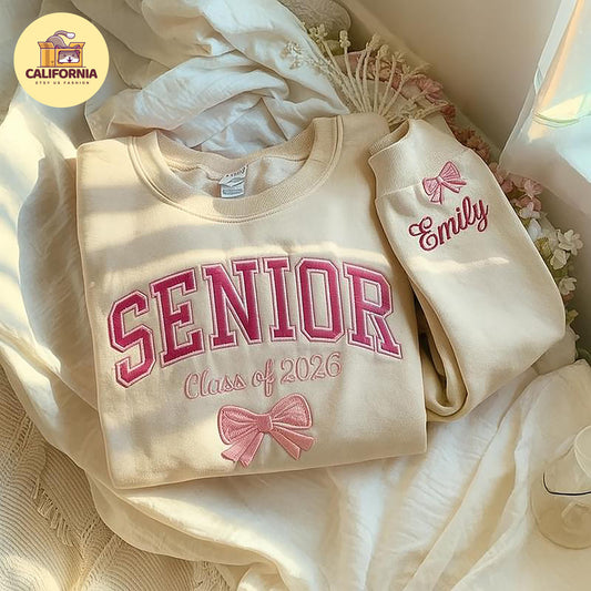 Embroidered Personalized Senior Sweatshirt, Senior Night Cheer, Coquette Senior Team Shirt, Senior Night, Cheer Team Shirt, Class of 2026