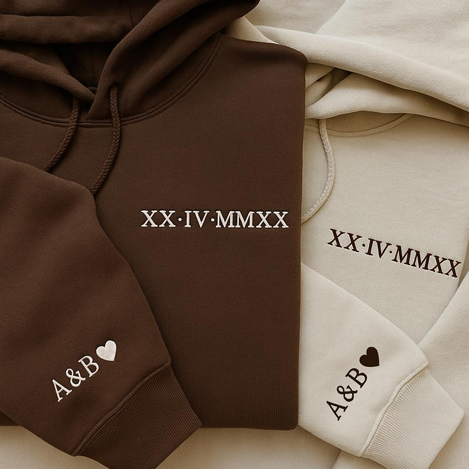 Embroidered Couple Hoodies