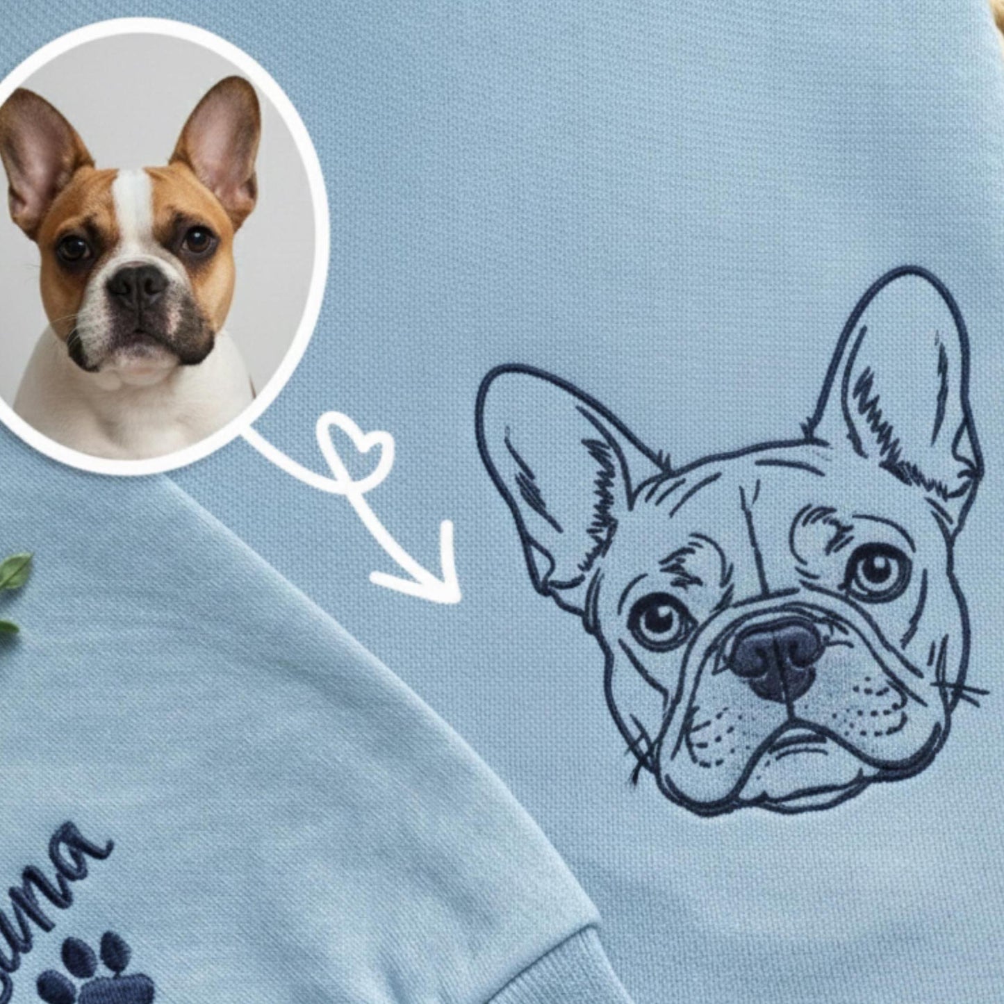 Embroidered Custom Dog Outline Sweatshirt, Dog Mom Gift