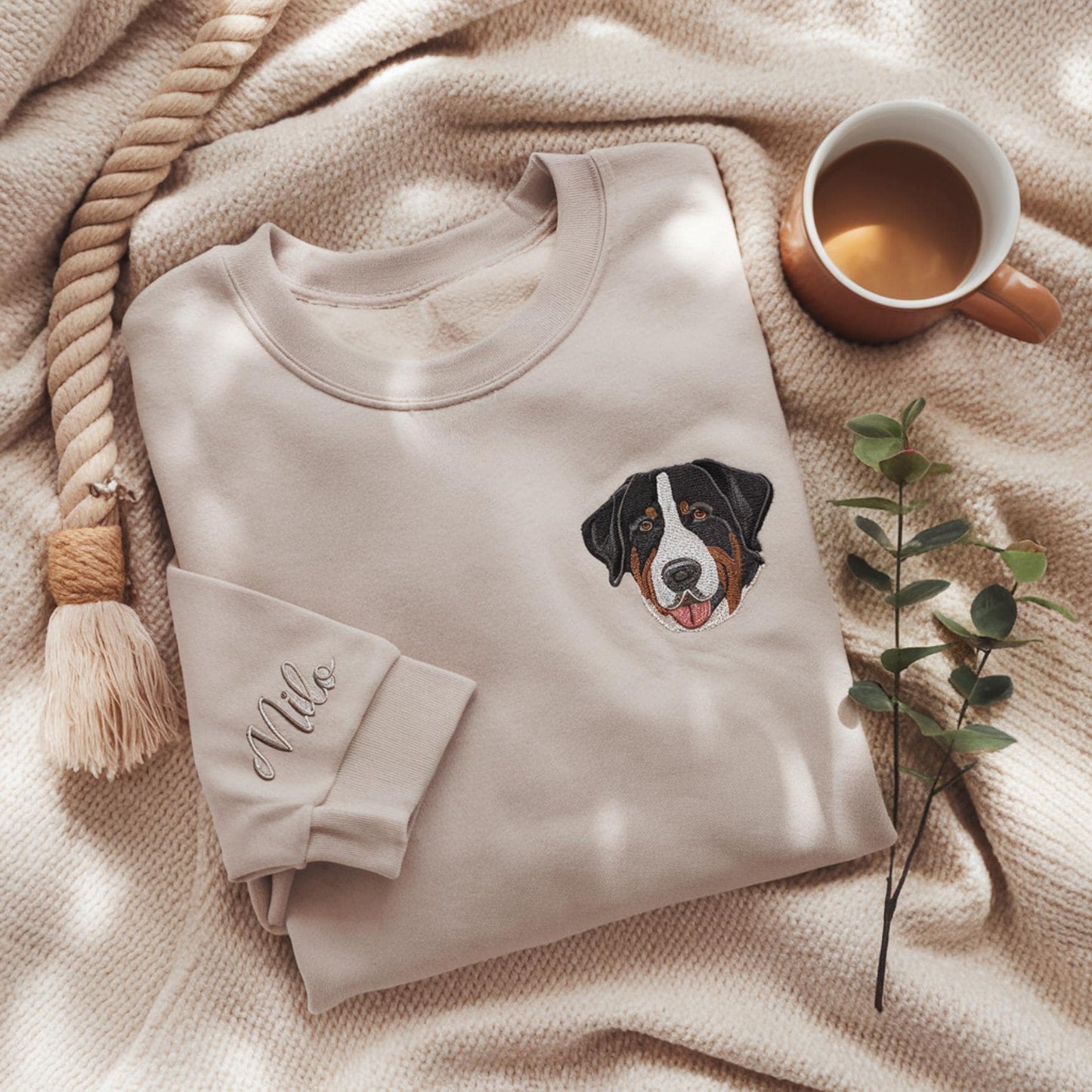 Embroidered Dachshund Sweatshirt, Custom Pet Portrait, Dog Memorial Gift