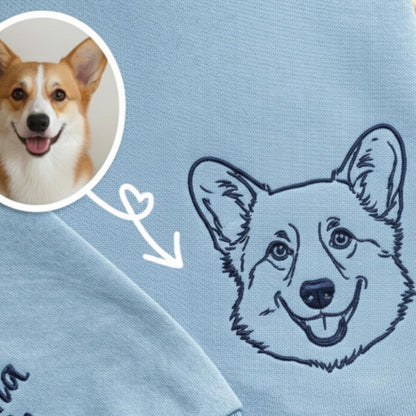 Embroidered Custom Dog Outline Sweatshirt, Dog Mom Gift