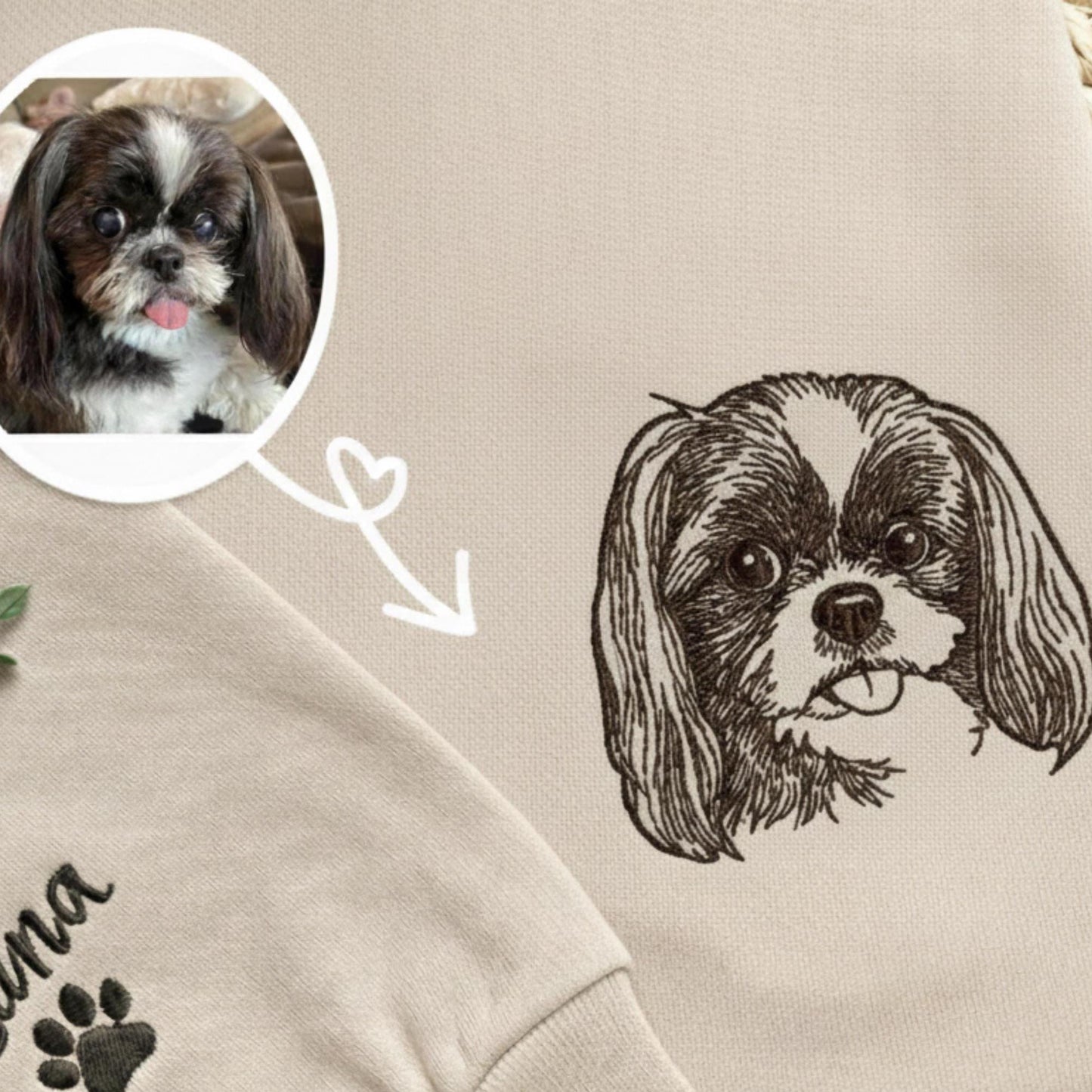 Embroidered Custom Dog Outline Sweatshirt, Dog Mom Gift
