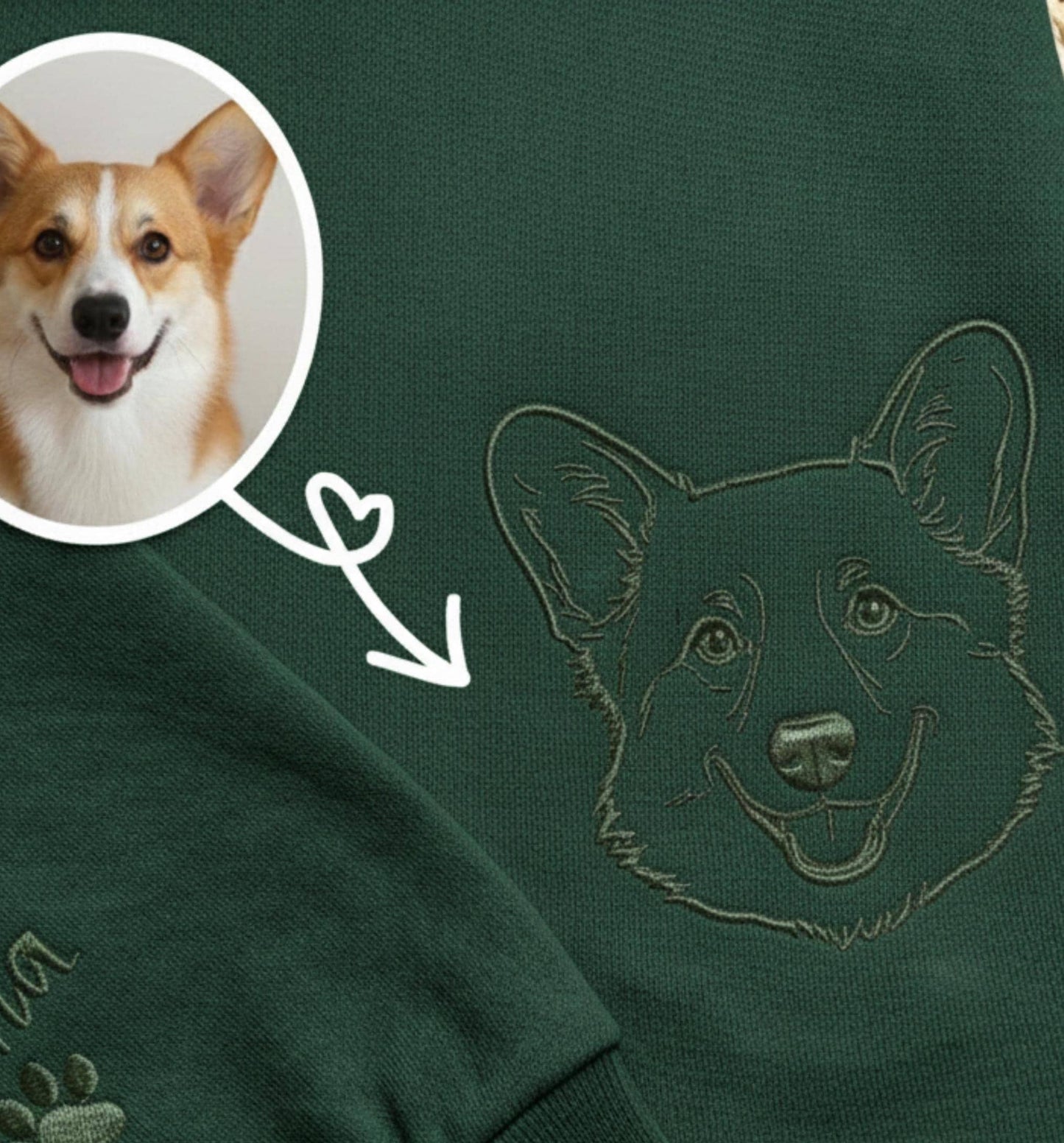 Embroidered Custom Dog Outline Sweatshirt, Dog Mom Gift