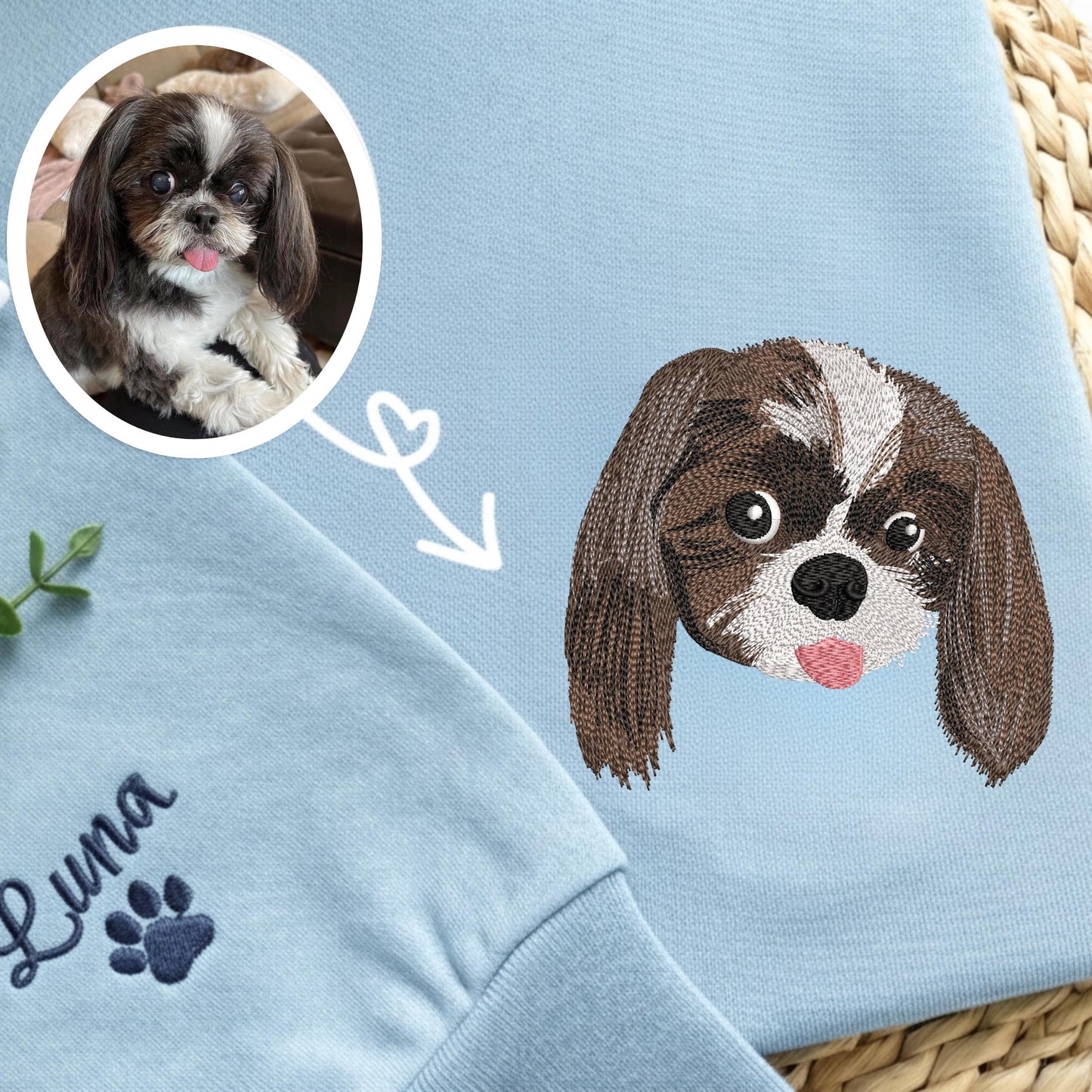 Embroidered Cavalier King Charles Spaniel Sweatshirt, Custom Pet Portrait Gift