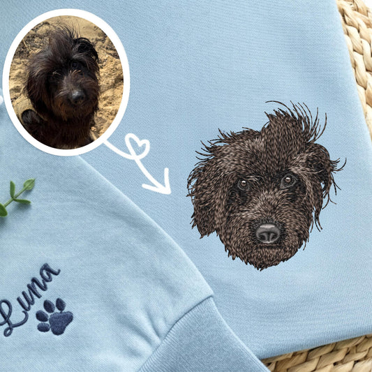 Embroidered Jackapoo Sweatshirt, Custom Pet Portrait Dog Memorial Gift