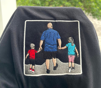 Embroidered dad shirt, Custom embroidered father tshirt, custom father embroidered tshirt, Custom embroidered photo