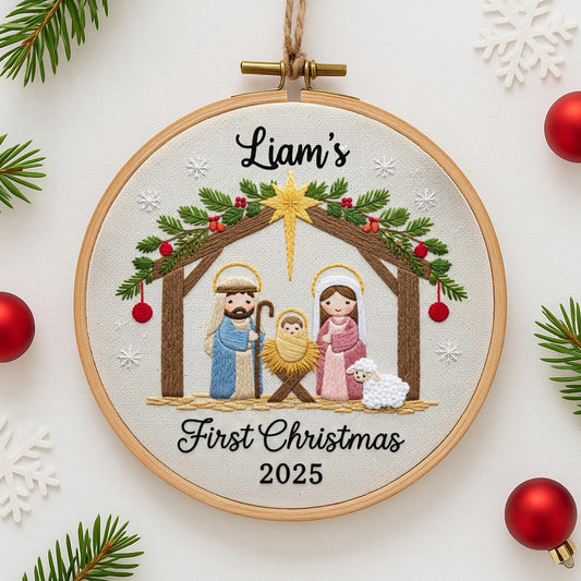 Baby's First Christmas Nativity Ornament Handmade Christian Gift