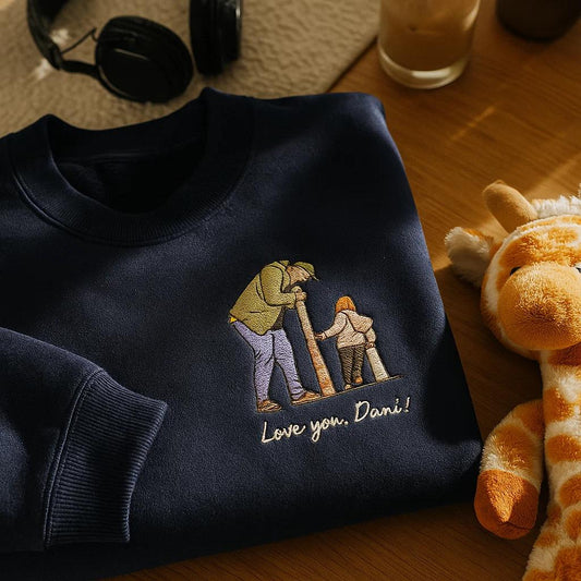 Custom Embroidered Portrait from Photo Sweatshirt, Hoodie or T-shirt, Couple or Family Gift, Personalized Embroidery for Him or Her