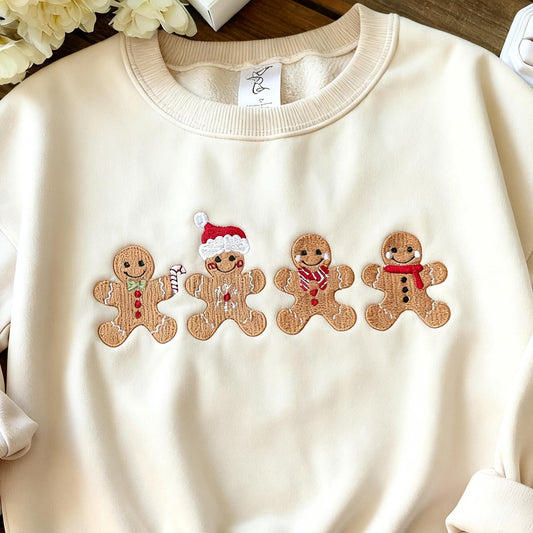 Embroidered Cute Gingerbread Cookies Sweatshirt, Womens Christmas Sweatshirt, Merry Christmas,Festive Unisex Winter Sweater,Christmas gifts