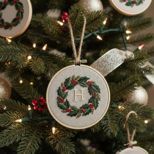 Personalized Letter Name Hand Embroidered Christmas Ornament, Custom Initial Christmas Ornaments, Tree Decor, Unique Christmas Gift 8