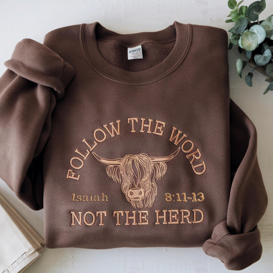 Embroidered Highland Cow Sweatshirt: Christian Western Bible Verse