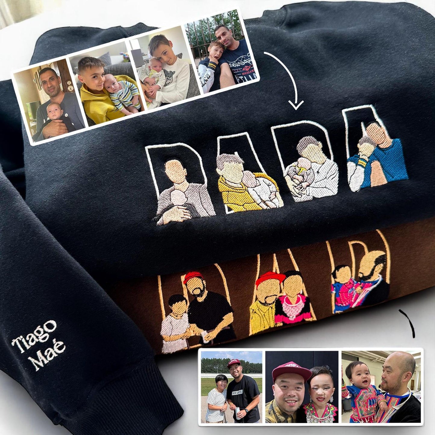 Custom PAPA Photo Embroidery Sweatshirt, Dad Portrait Custom Embroidered Hoodie, Custom Dad Hoodie, Memorial Shirt Gifts For Dad