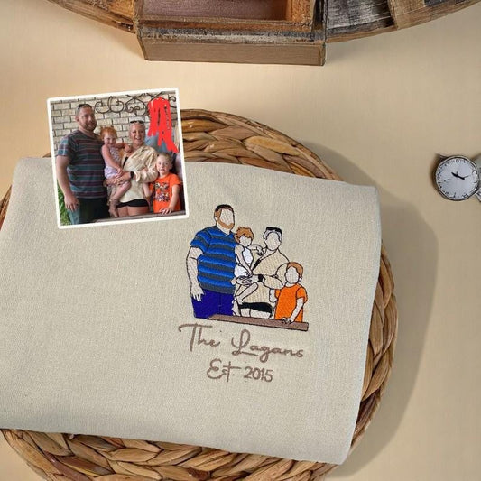 Dad Sweatshirt with Kid Portrait Embroidered, Custom Embroidered Kid Portrait Hoodie From Photo, Custom Embroidered Photo, Dad Picture