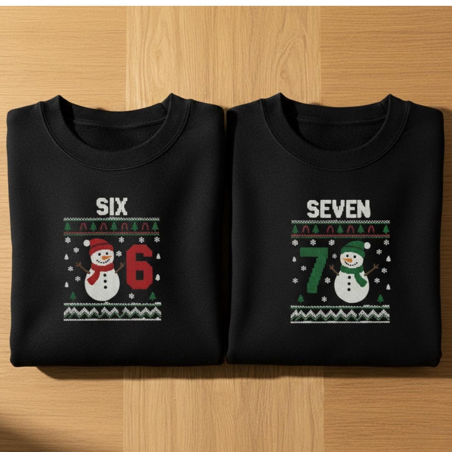 Six Seven 67 embroidered Christmas crewneck matching couples funny meme holiday gift ugly sweater snowman novelty unisex sweatshirt