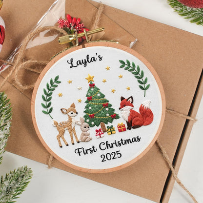 Babys First Christmas Ornament, New Baby Gift, Custom Ornament Keepsake, Personalized Embroidered Ornament for Baby Girls First Christmas 5