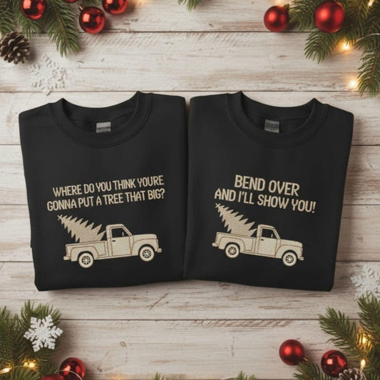 Embroidered Matching Couple Christmas Sweatshirt Griswold Tree Shirt Funny Holiday Gift Husband Wife Xmas Party Sweatshirt