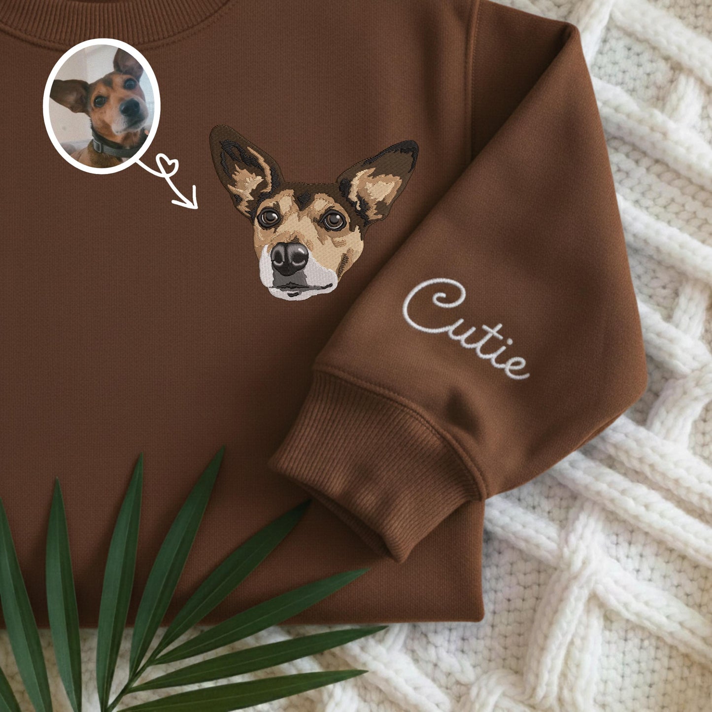 Embroidered Pet Portrait Sweatshirt, Personalized Dog Memorial Gift