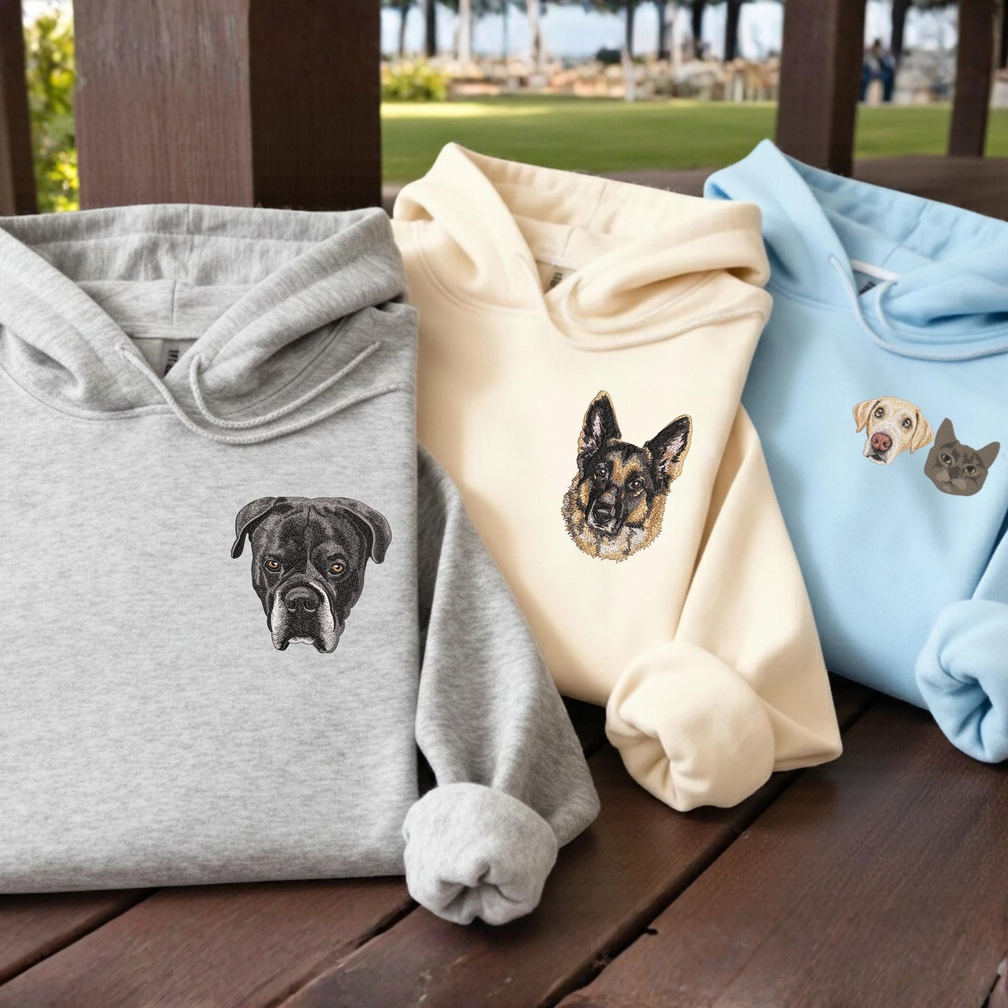 Custom Pet Portrait Embroidered Sweatshirt: Personalized Dog Memorial Gift