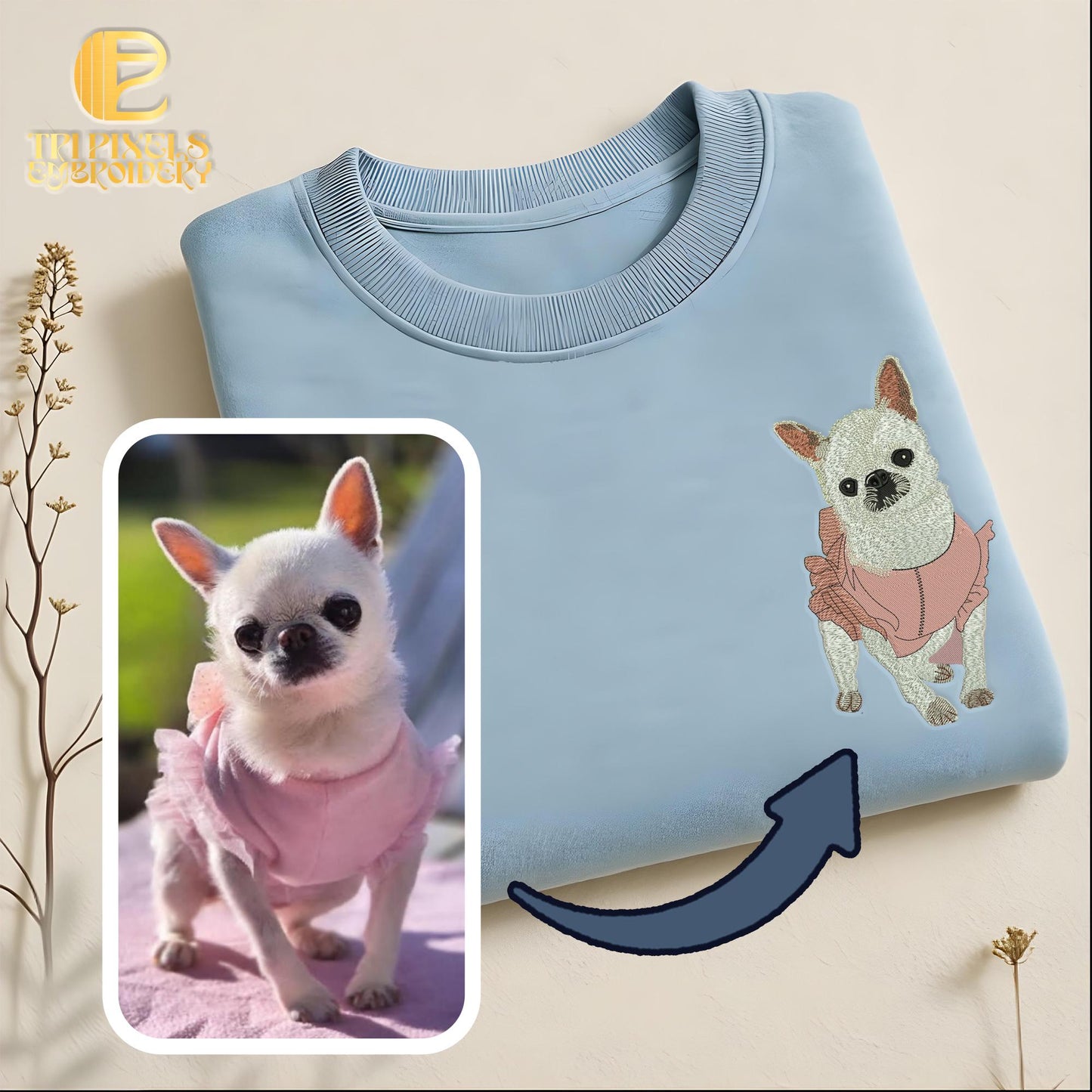 Dog Custom Embroidery, Image Digitizing, personalized gift, Pet Embroidery, Digitizing Service, Embroidery