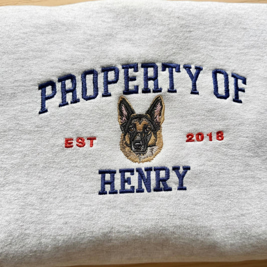 Custom Dog Embroidered Sweatshirt, Vintage Pet Portrait Crewneck