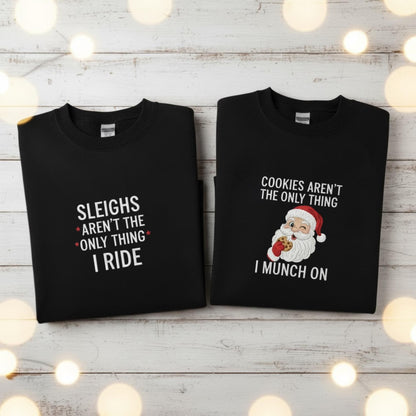 Personalized Embroidered Couples Christmas Sweatshirt Matching Festive Outfit Funny Holiday Gift Cozy His And Hers Sweatshirt