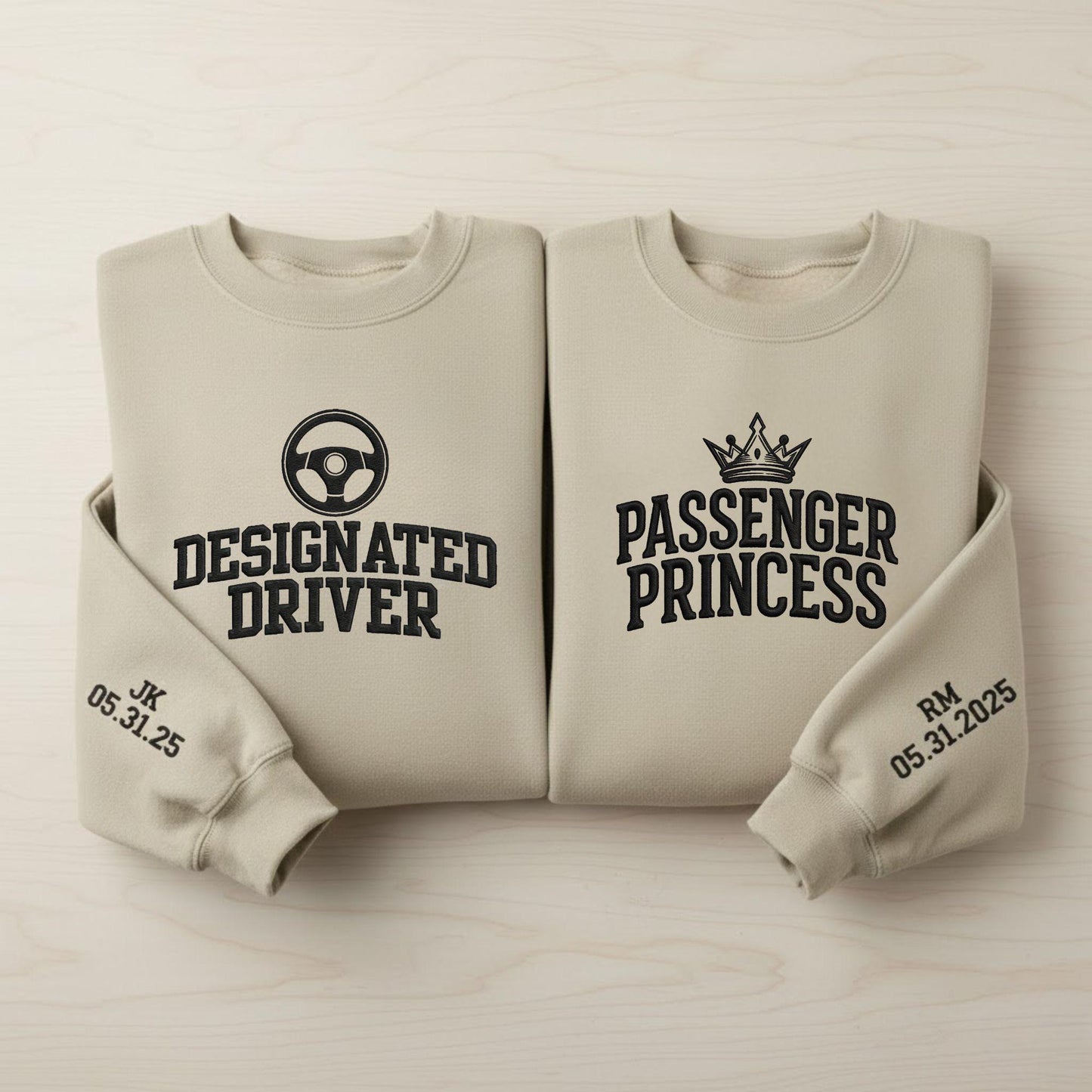 Embroidered Designated Driver Sweatshirt Couples Matching Gift Valentines Day Outfit Cute Embroidery Shirt Anniversary Gift for Him and Her