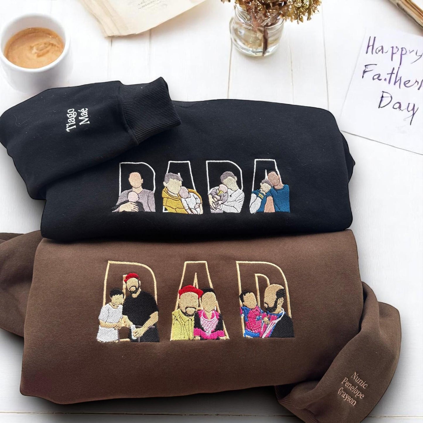 Custom PAPA Photo Embroidery Sweatshirt, Embroidered Dad Sweatshirt, Custom Father's Day Crewneck, Memorial Shirt Gifts For Dad