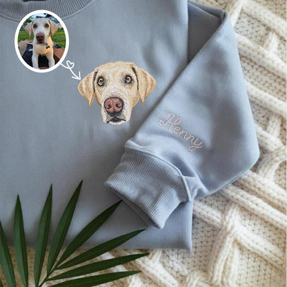 Labrador Retriever Mom Sweatshirt, Custom Pet Portrait Embroidered Sweatshirt: Personalized Dog Memorial Gift
