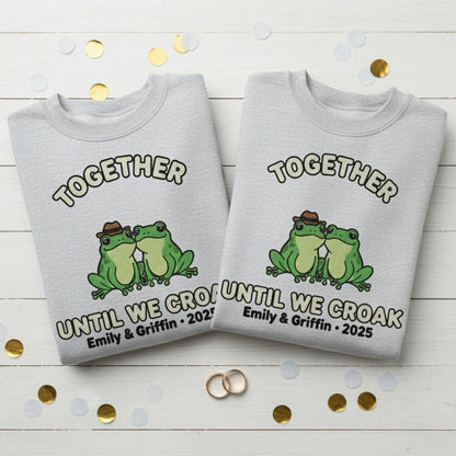 Romantic Frog Couple Embroidered Sweatshirt Personalized Engagement Anniversary Gift Matching