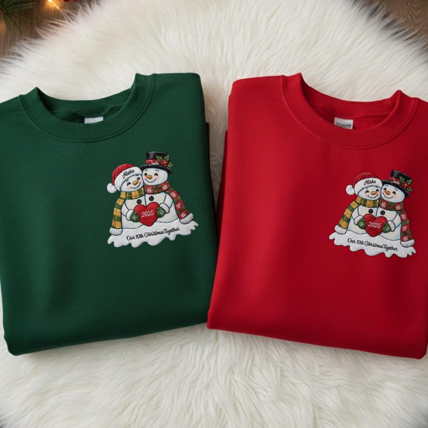 Custom Embroidered Sweatshirt for Couples Newlywed First Christmas Married Matching Mr and Mrs Shirt Personalized Holiday Gift Keepsake