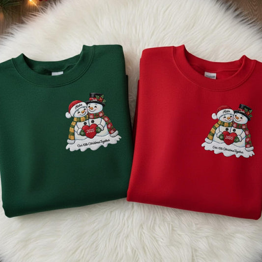 Custom Embroidered Sweatshirt for Couples Newlywed First Christmas Married Matching Mr and Mrs Shirt Personalized Holiday Gift Keepsake