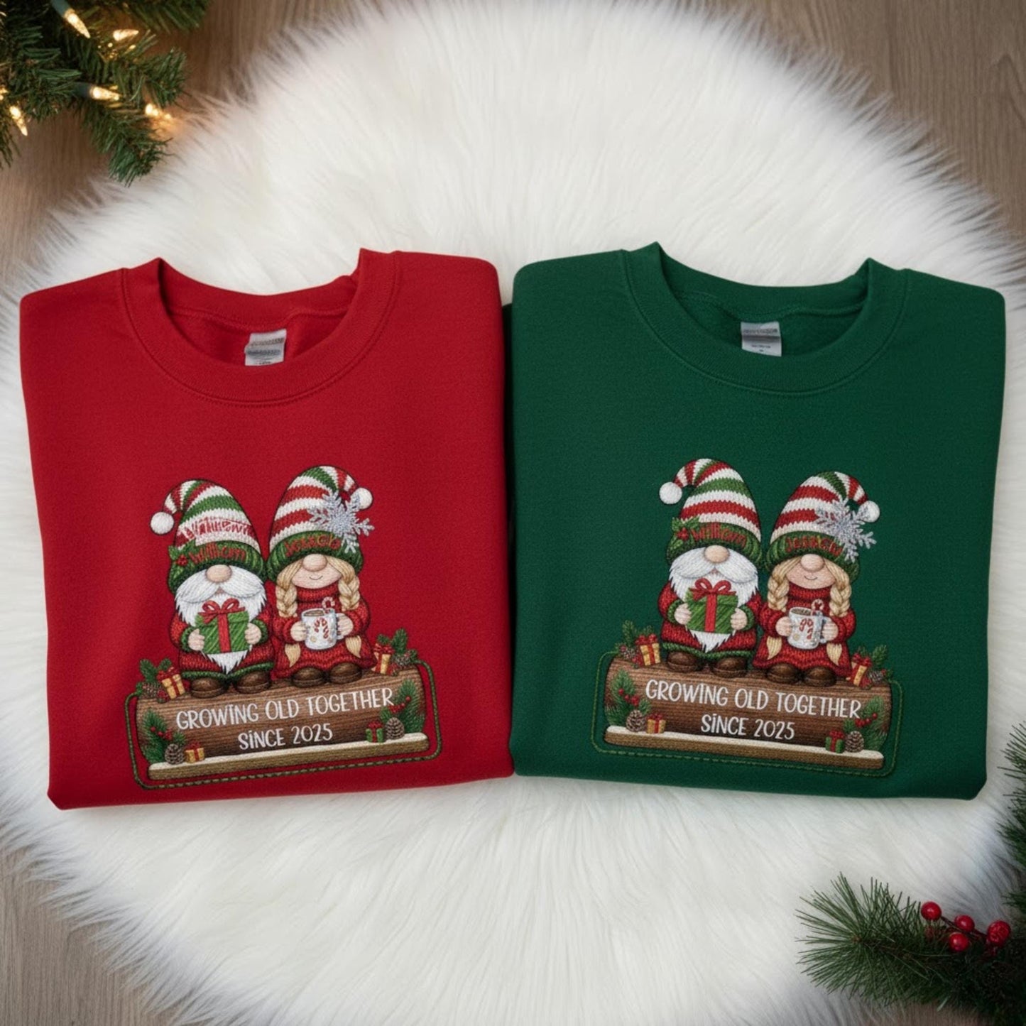 Embroidered Couples Sweatshirt Personalized Anniversary Gift Growing Old Together Matching Mr And Mrs Newlywed Keepsake Apparel