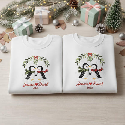 Embroidered couple sweatshirt our first Christmas together holiday matching his queen her king cozy gift for newlywed couple