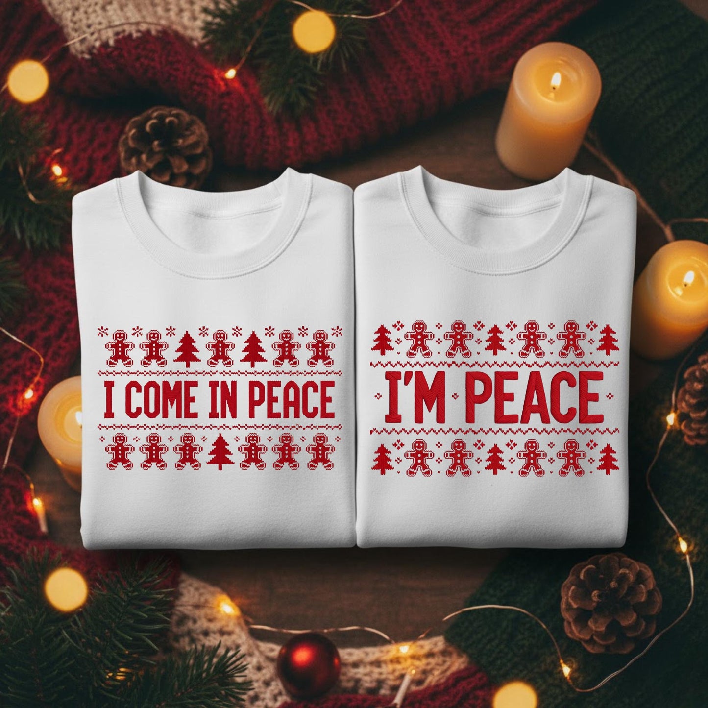 Embroidered Matching Couples Sweatshirt I Come In Peace Christmas Matching Sweatshirt Funny Married Couple Holiday Gift