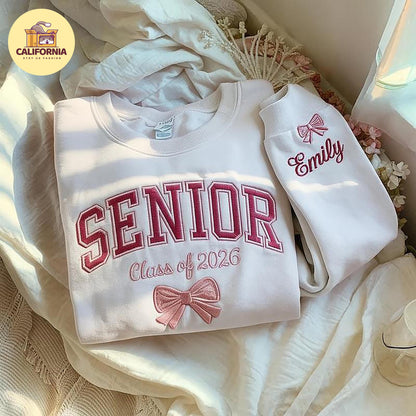 Embroidered Personalized Senior Sweatshirt, Senior Night Cheer, Coquette Senior Team Shirt, Senior Night, Cheer Team Shirt, Class of 2026
