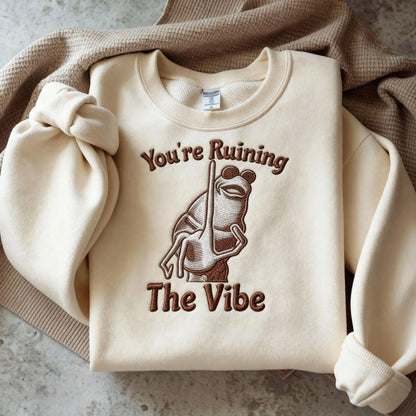 Embroidered Marcus The Worm Sweastshirt, You're Ruining The Vibe Marcus The Worm Meme, Christmas Gift Hoodie