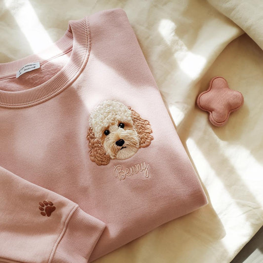 Custom Pet Portrait Embroidered Sweatshirt: Personalized Dog or Cat Sweater