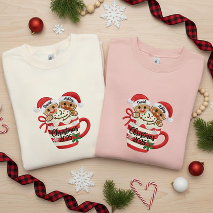 Embroidered Couples Christmas Sweatshirt Gingerbread Couple Matching Holiday Sweatshirt Personalized First Christmas Gift His and Hers