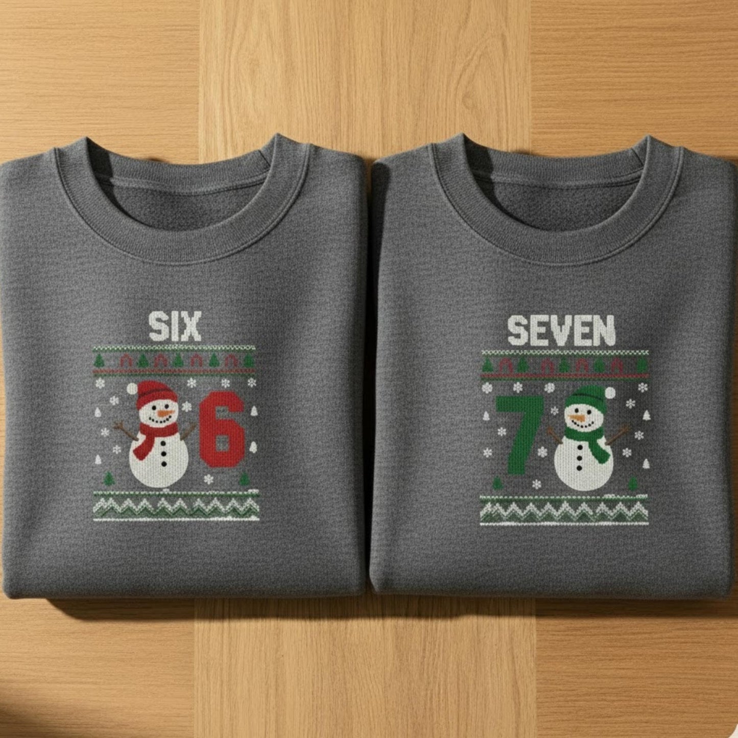 Six Seven 67 embroidered Christmas crewneck matching couples funny meme holiday gift ugly sweater snowman novelty unisex sweatshirt