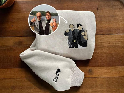 Dad Sweatshirt with Kid Portrait Embroidered,Memorial Shirt for Dad, Father's Day, Custom Dad Portrait, Fathers Day Gifts,Dad Birthday Gifts