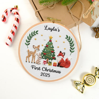 Babys First Christmas Ornament, New Baby Gift, Custom Ornament Keepsake, Personalized Embroidered Ornament for Baby Girls First Christmas 5