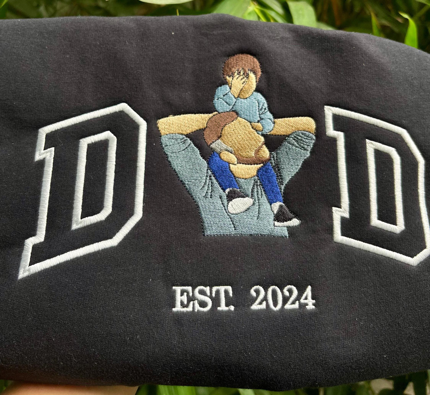 Embroidered dad sweatshirt, Custom embroidered father tshirt, custom father embroidered tshirt, Custom embroidered photo, sweatshirt