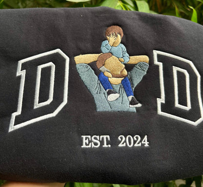 Embroidered dad sweatshirt, Custom embroidered father tshirt, custom father embroidered tshirt, Custom embroidered photo, sweatshirt