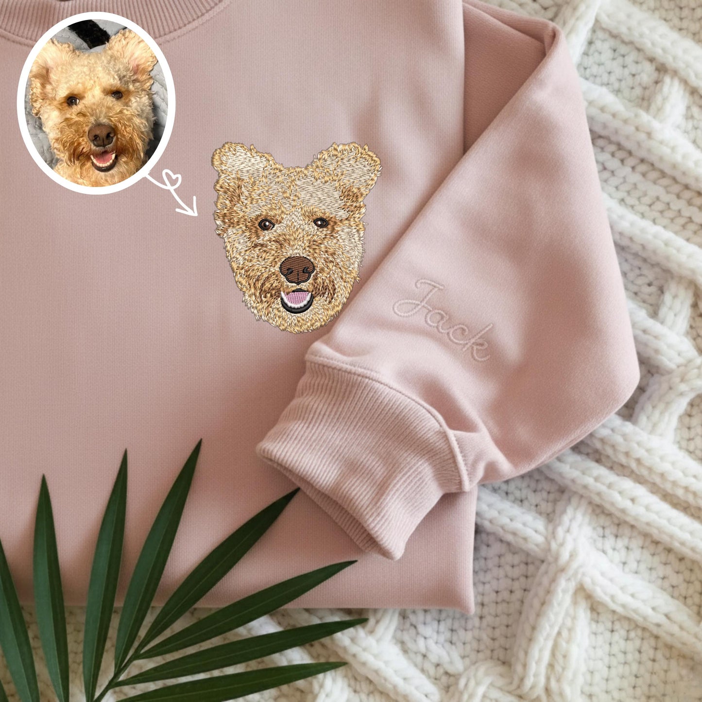 Custom Embroidered French Bulldog Sweatshirt, Personalized Pet Portrait